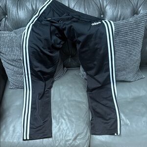 Adidas Kids Black Joggers with White Stripes